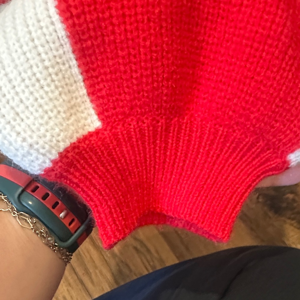 Bold Red and White Checkered Women's Sweater - Picture 3 of 5